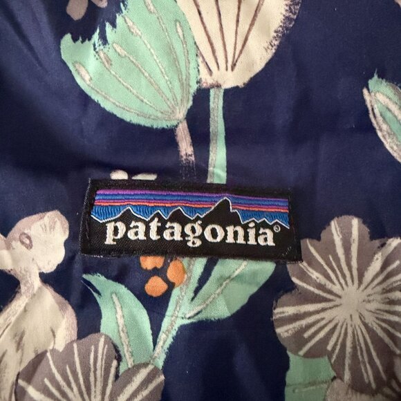 Patagonia Child's Reversible Down Puffer Jacket Hood Blue Floral No Size Tag 2T - Picture 11 of 13